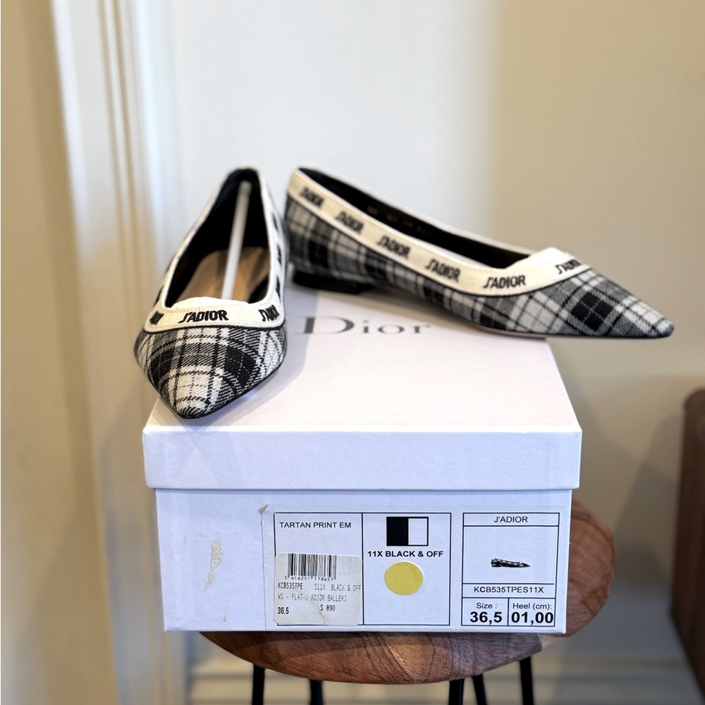 NEW IN BOX Dior J’Adior Tartan Flat Size 36.5 - Picture 4 of 7
